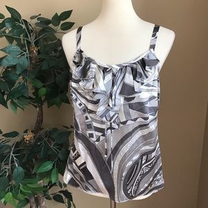 Ann Taylor Abstract Sleeveless Silk Top